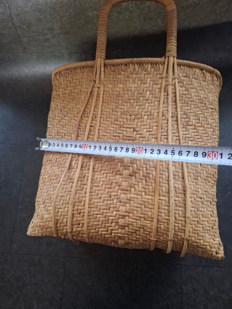籠バック　竹細工 籠バック アンティーク　竹編バッグ　マルシェバッグ
