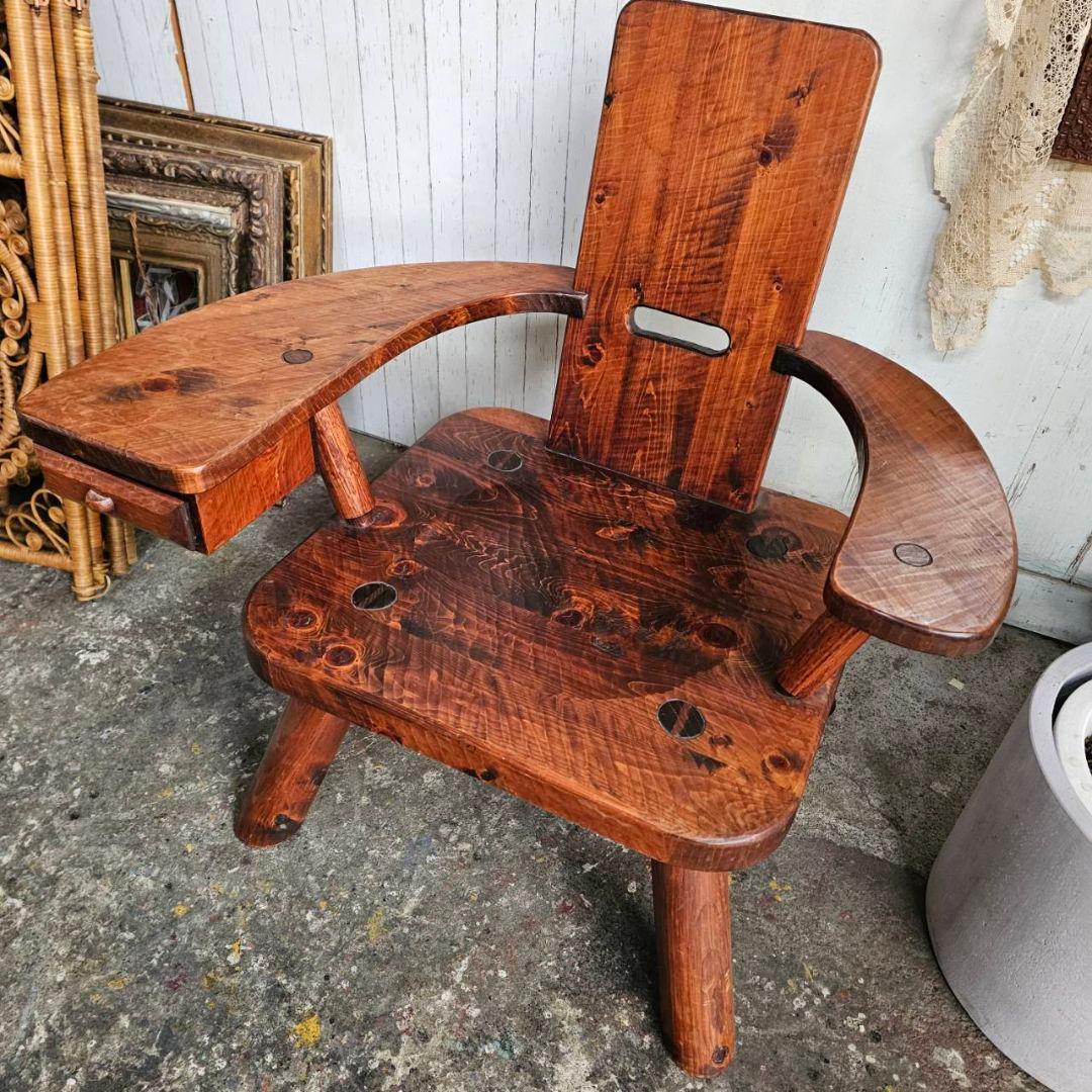 【q087/k】 おやじの椅子 木製 無垢 矢澤金太郎 椅子