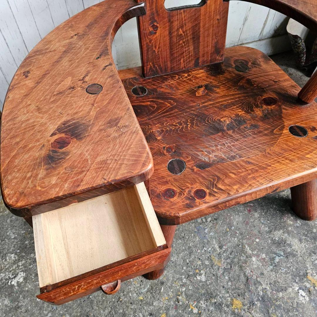 【q087/k】 おやじの椅子 木製 無垢 矢澤金太郎 椅子