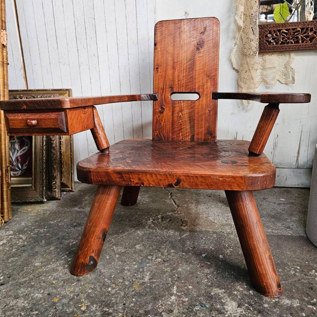 【q087/k】 おやじの椅子 木製 無垢 矢澤金太郎 椅子