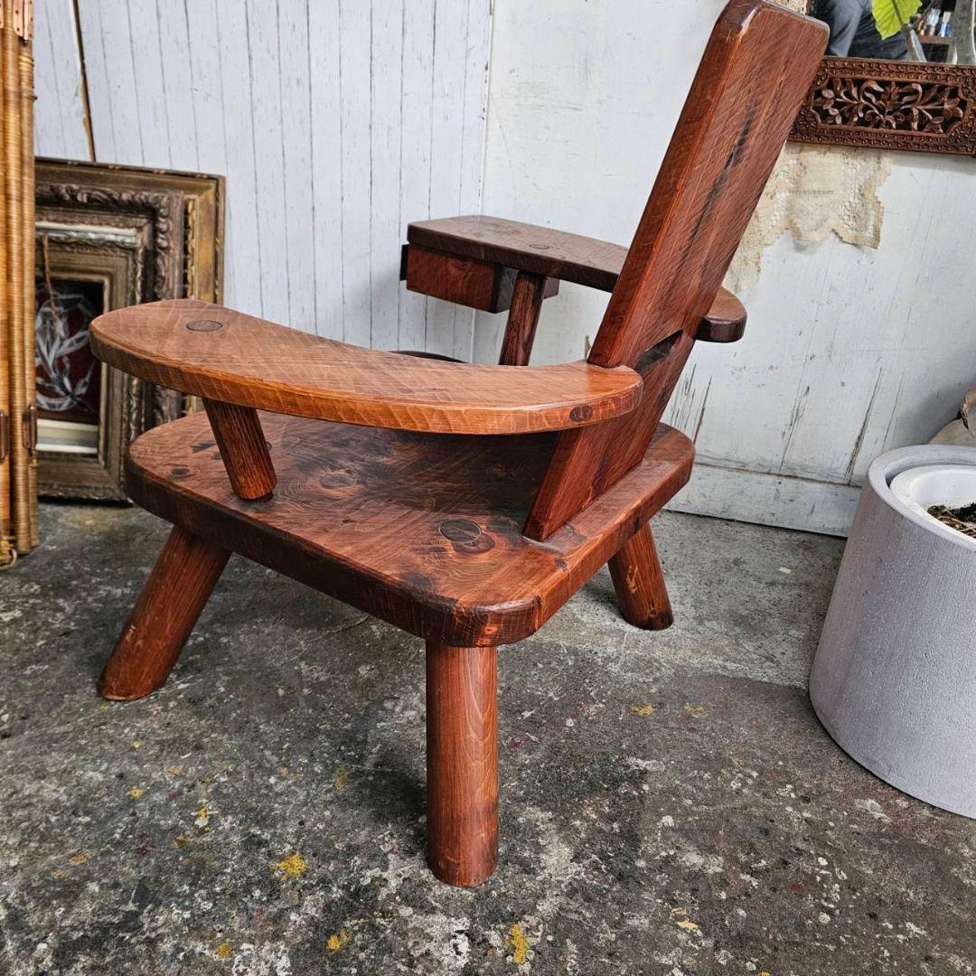 【q087/k】 おやじの椅子 木製 無垢 矢澤金太郎 椅子