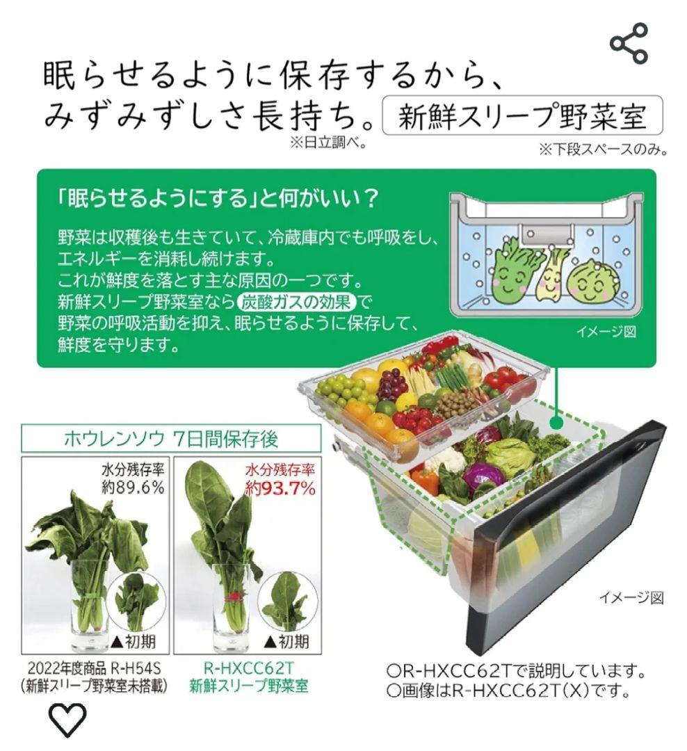 日立ノンフロン冷凍冷蔵庫 R-HW52J（XN）型2018年製造美品　取説有り