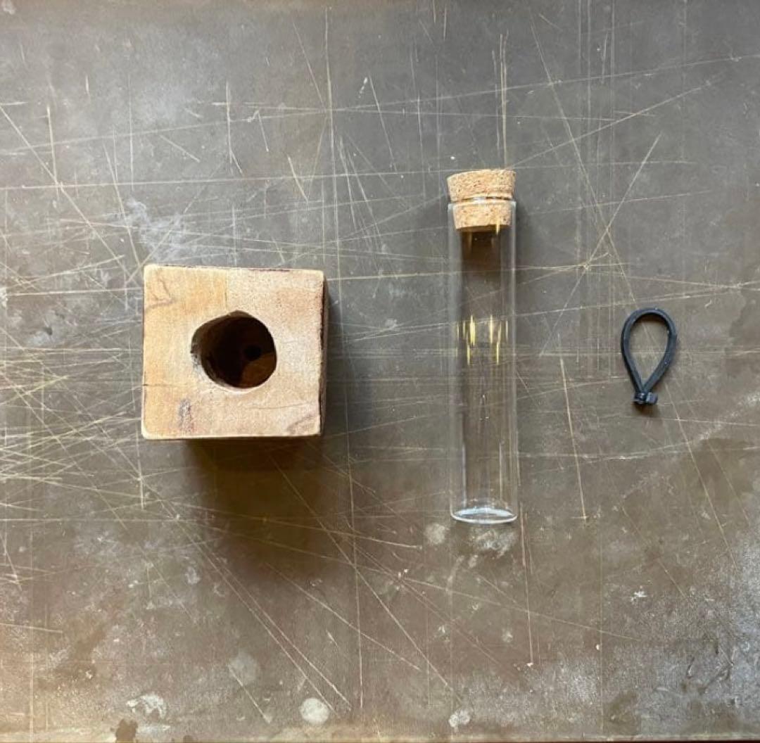 ミニ陶器鉢３点セット・自作付属品付　　一輪挿し・ポット・水耕栽培・観葉　多肉植物