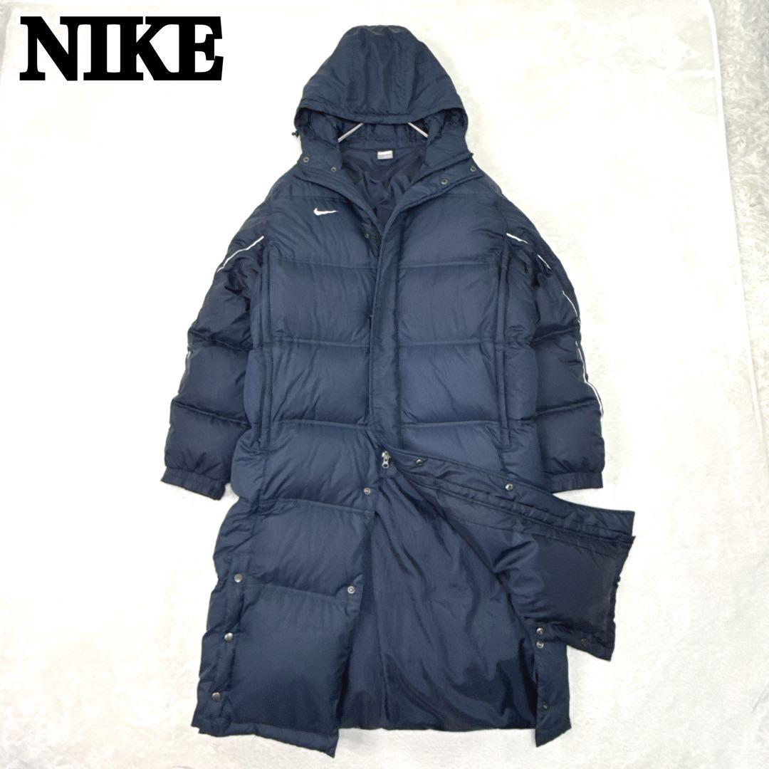 美品✨ Nike　ベンチコート　L　肉厚 極暖 ロング ダウンコート　ネイビー