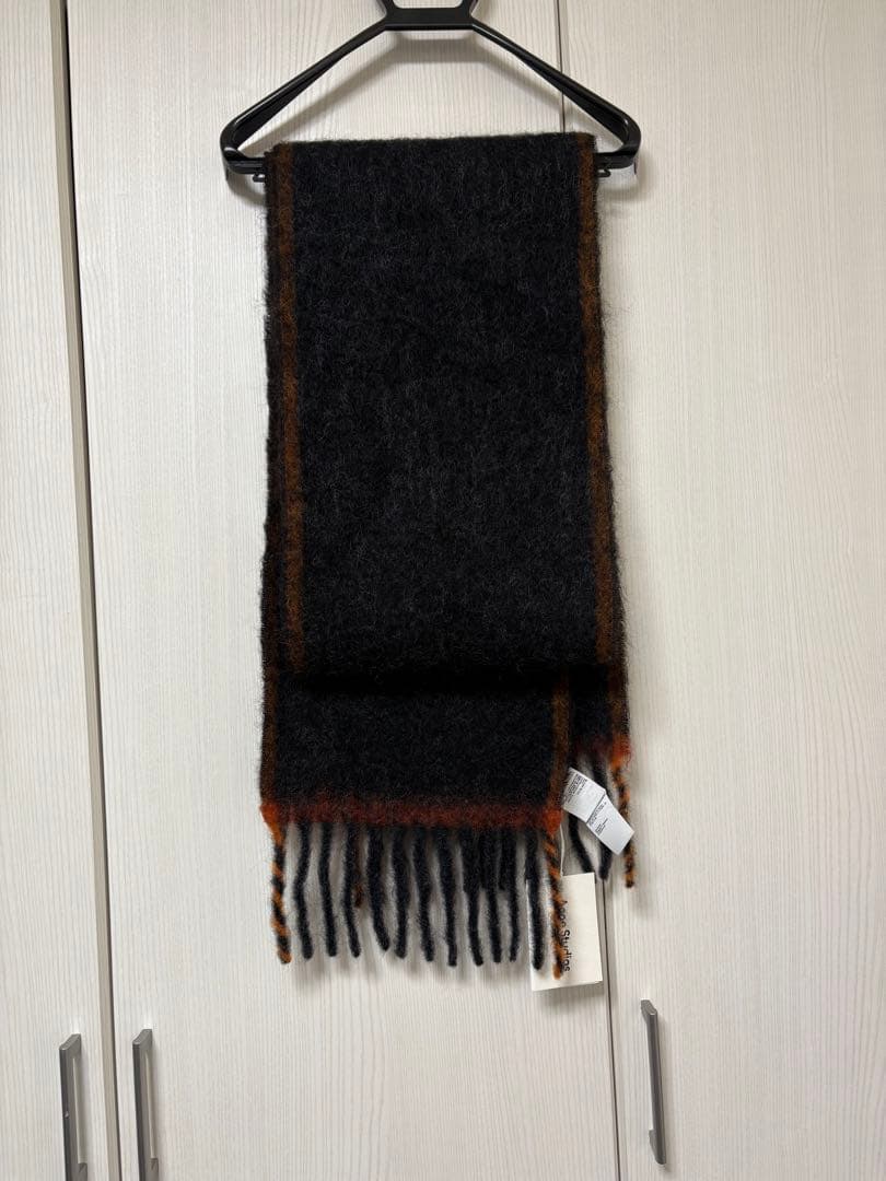 新品 Acne Studios ウールモヘアスカーフ ブラック