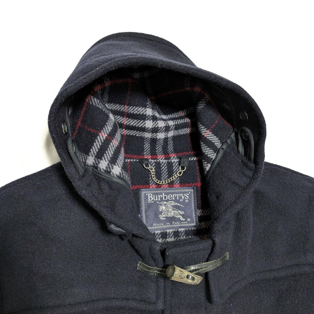 Burberry ダッフルコート ネイビー ノバチェック ウール100% XL