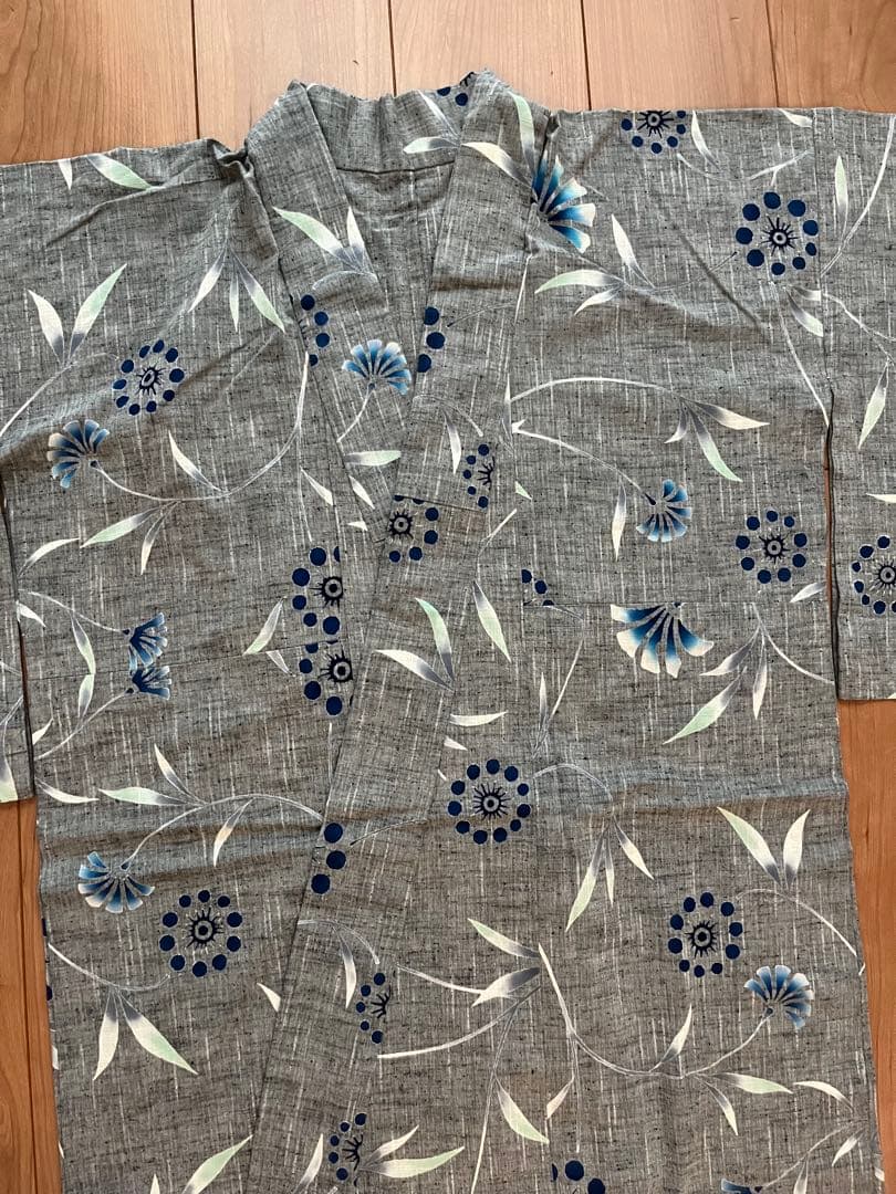 竺仙　浴衣　細浴衣 グレー　なでしこ　撫子