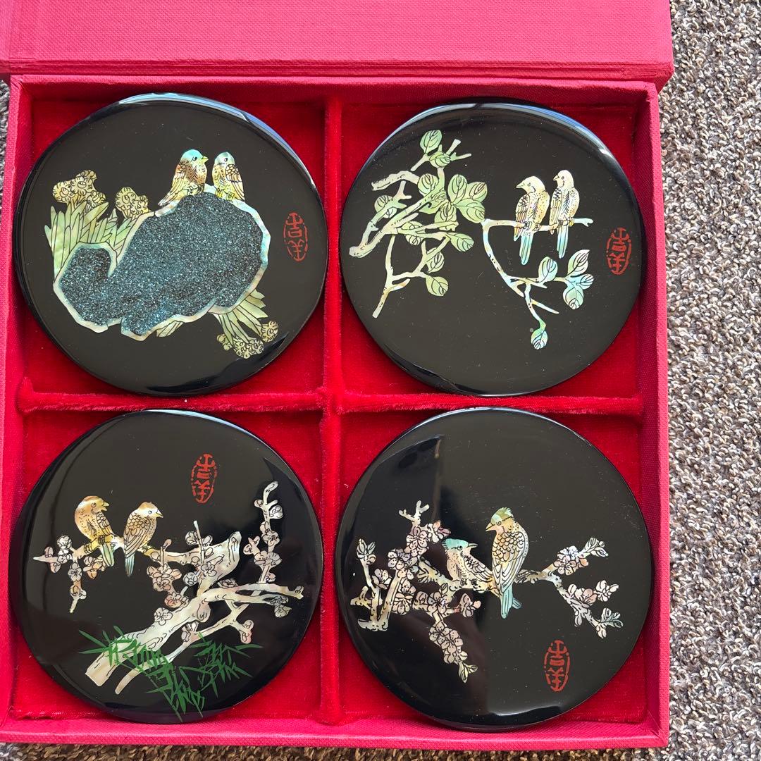 揚州漆器 コースター 4枚セット