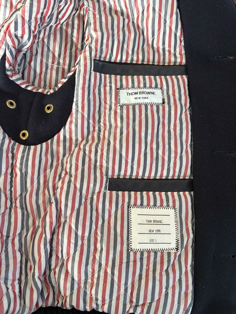 THOM BROWNE ネイビー スタジャン