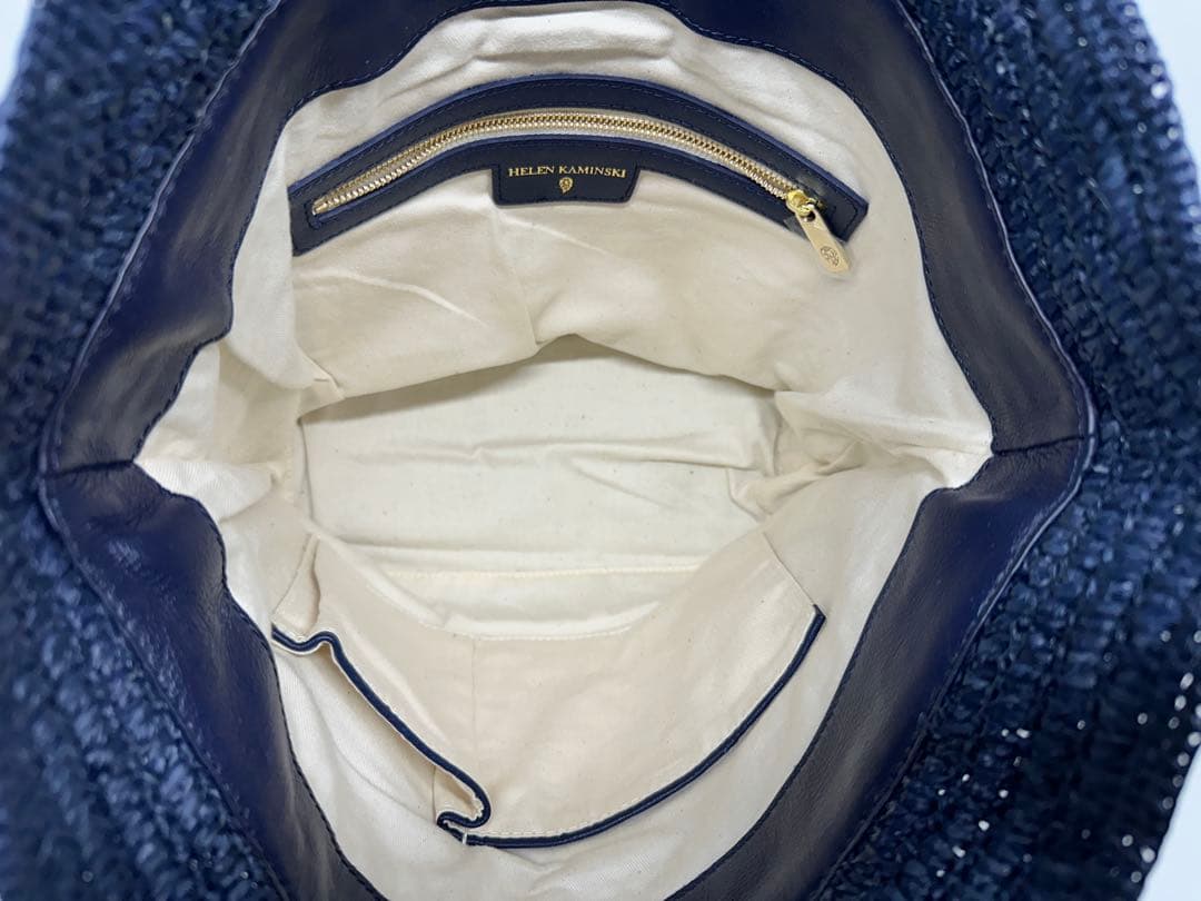 【美品】ヘレンカミンスキー カゴ レザー トートバッグ A4◎ ネイビー