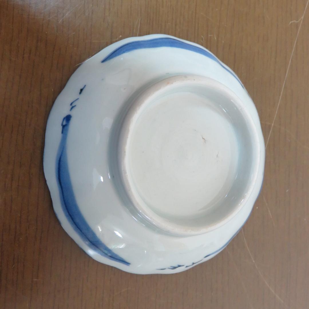 小皿 5枚 染付 希少柄 UFO 大珍品 江戸 明治 古伊万里