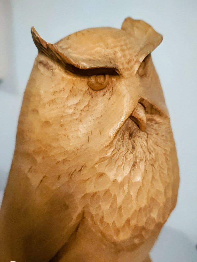 木製 フクロウの彫刻置物 3kg