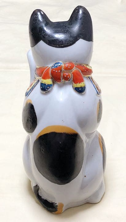 古瀬戸（明治 ~大正期）招き猫置物　アンティーク　希少骨董品　高さ約28センチ