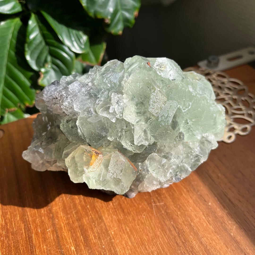 天然石 湖南省産 大型グリーンフローライト原石991g