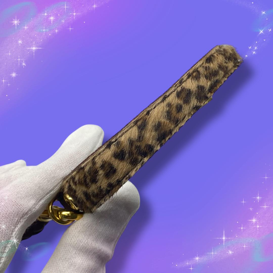 《美品》 ボッテガヴェネタ 首輪 リード レオパード ハラコ イントレチャート