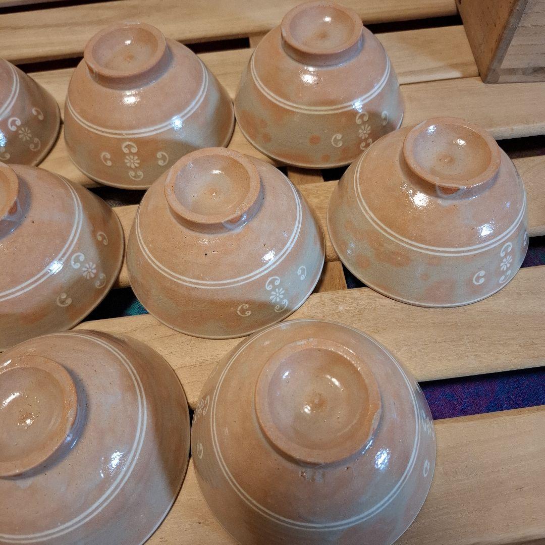 八幡窯 堀野証嗣 御本狂言袴 汲出碗 共箱 萩焼 茶道具 数茶碗　１０客　お茶会