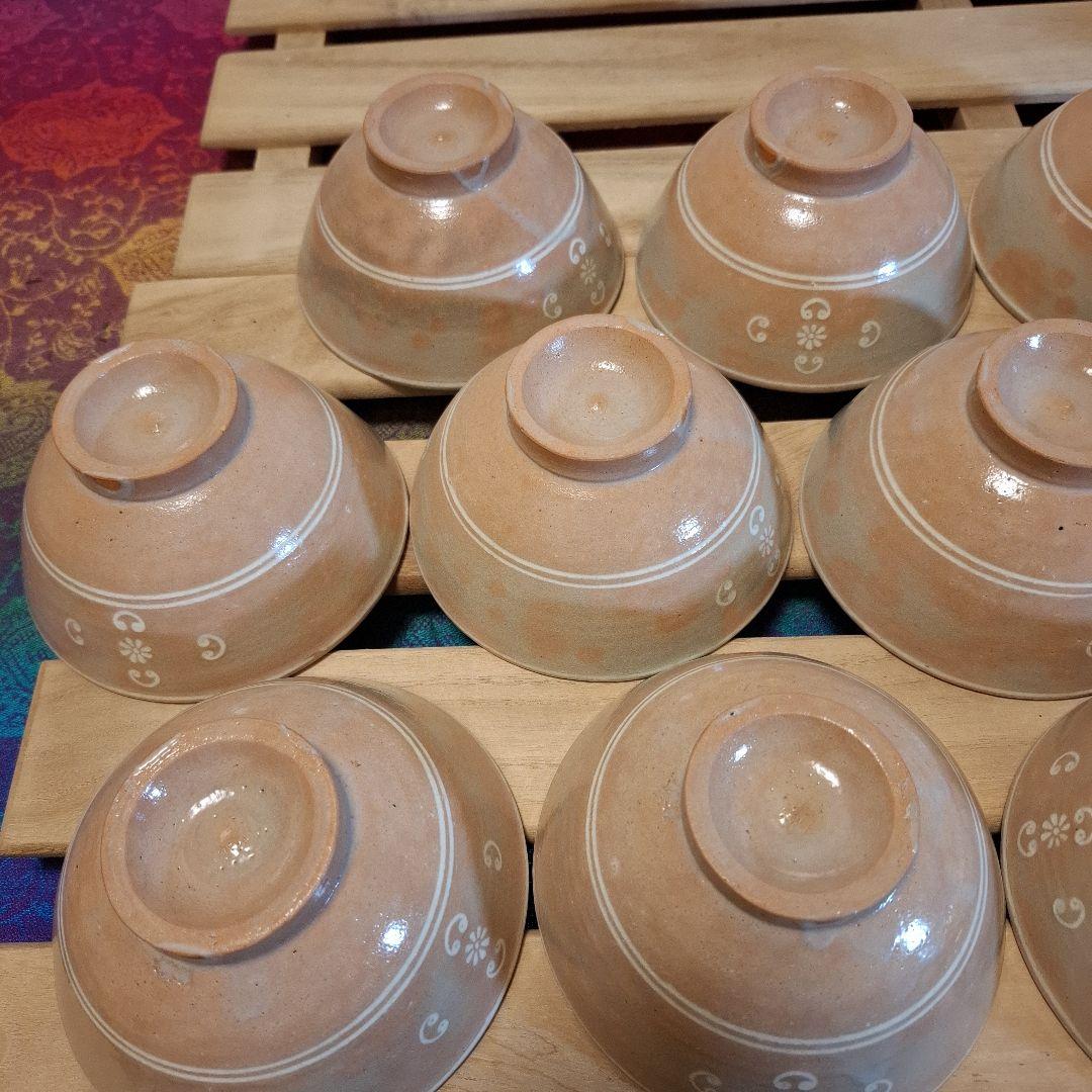 八幡窯 堀野証嗣 御本狂言袴 汲出碗 共箱 萩焼 茶道具 数茶碗　１０客　お茶会