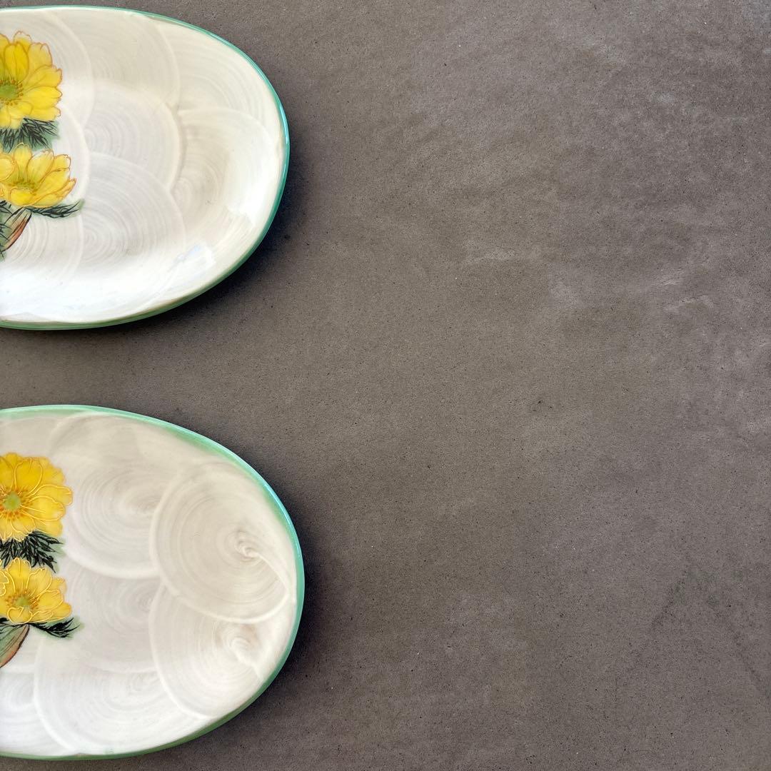 《ほぼ新品》美品　陶あん　京焼　清水焼　銘々皿　福寿草　色絵付け　陶葊　皿