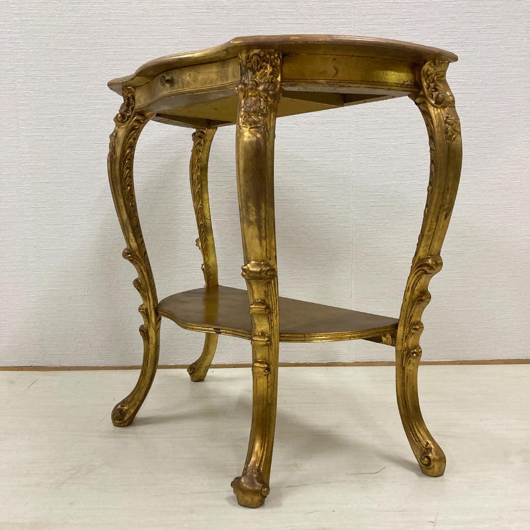 イタリア　コンソール　デスク　ゴールド　彫刻　引き出し付 サイドテーブル