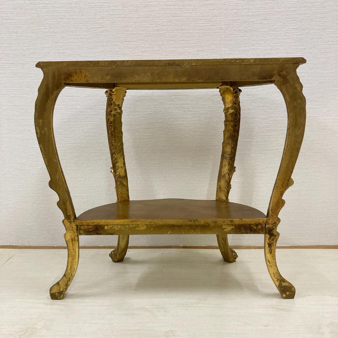 イタリア　コンソール　デスク　ゴールド　彫刻　引き出し付 サイドテーブル