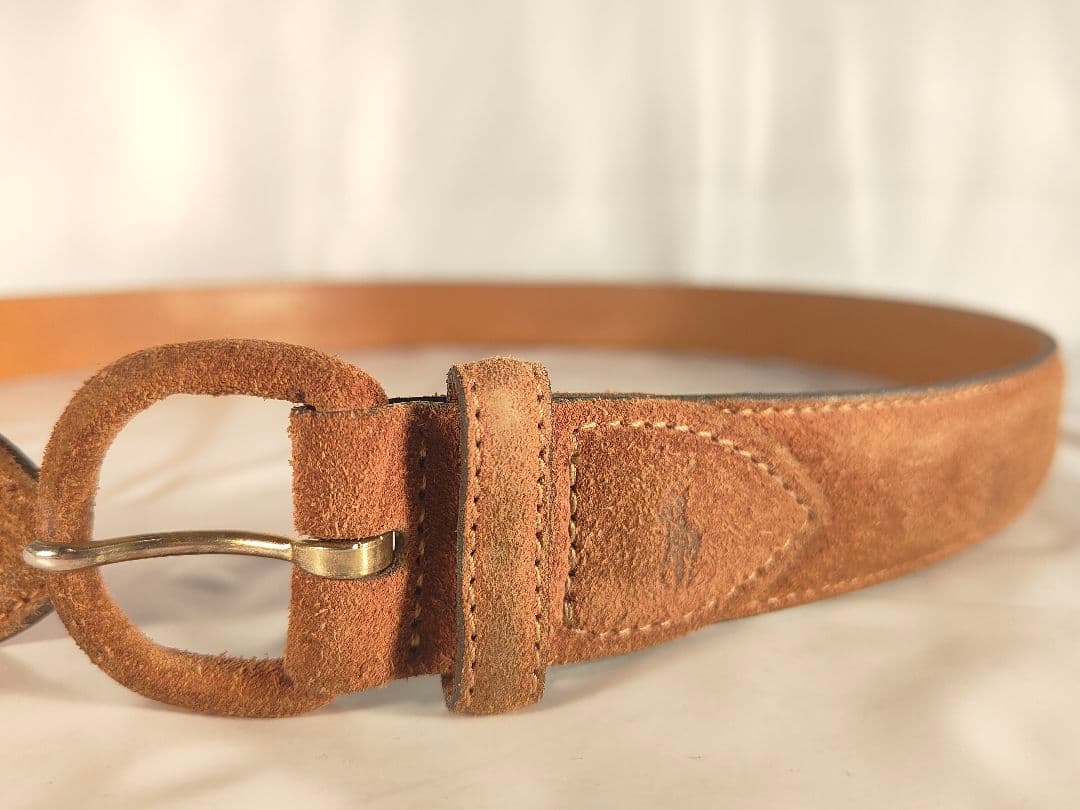 【ヴィンテージ】ポロラルフローレン　高級スエード ドレスベルト　USA製 正規品