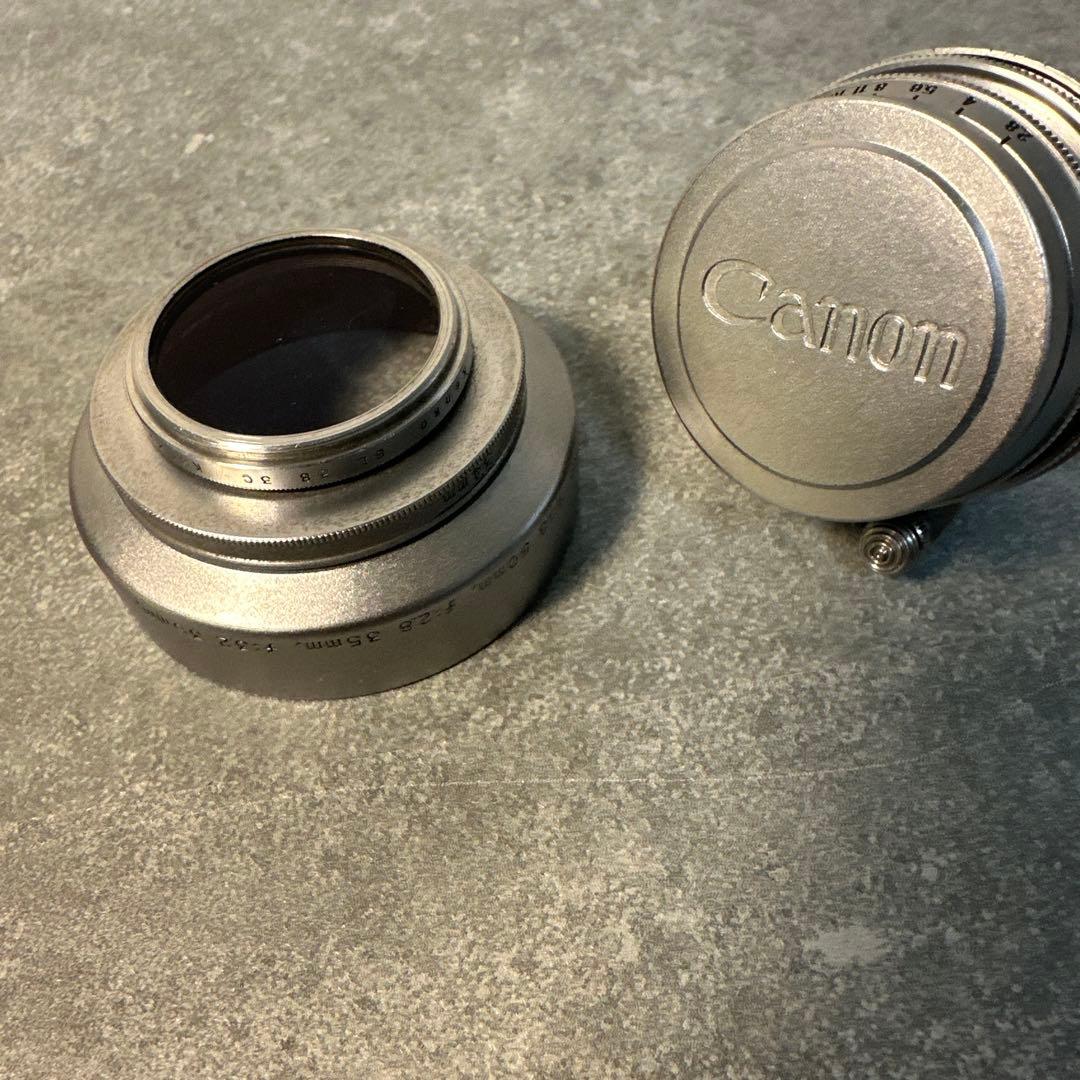 キャノン-L 35mmF2.8純正メタルフード付き