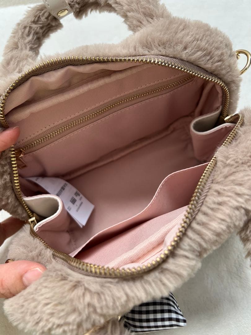 FURFUR エコファースクエアボストンバッグ　ベージュ