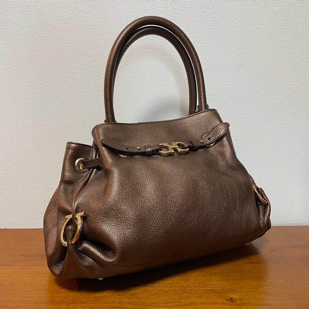 《極美品》Ferragamo（フェラガモ）レザー ハンドバッグ ブラウン