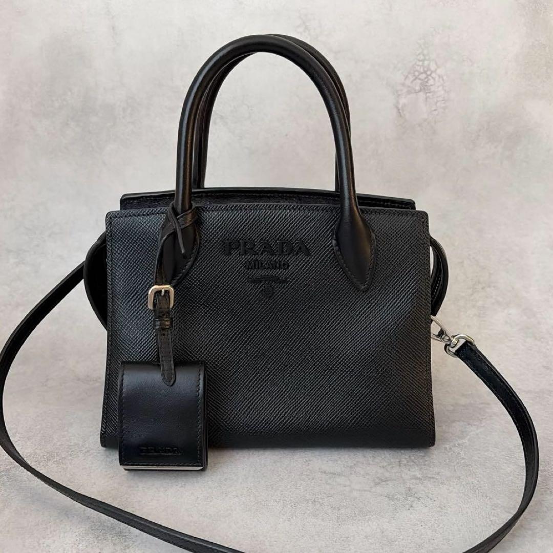 【未使用級✨】プラダ モノクローム 2WAY ショルダーバッグ　ICチップ搭載