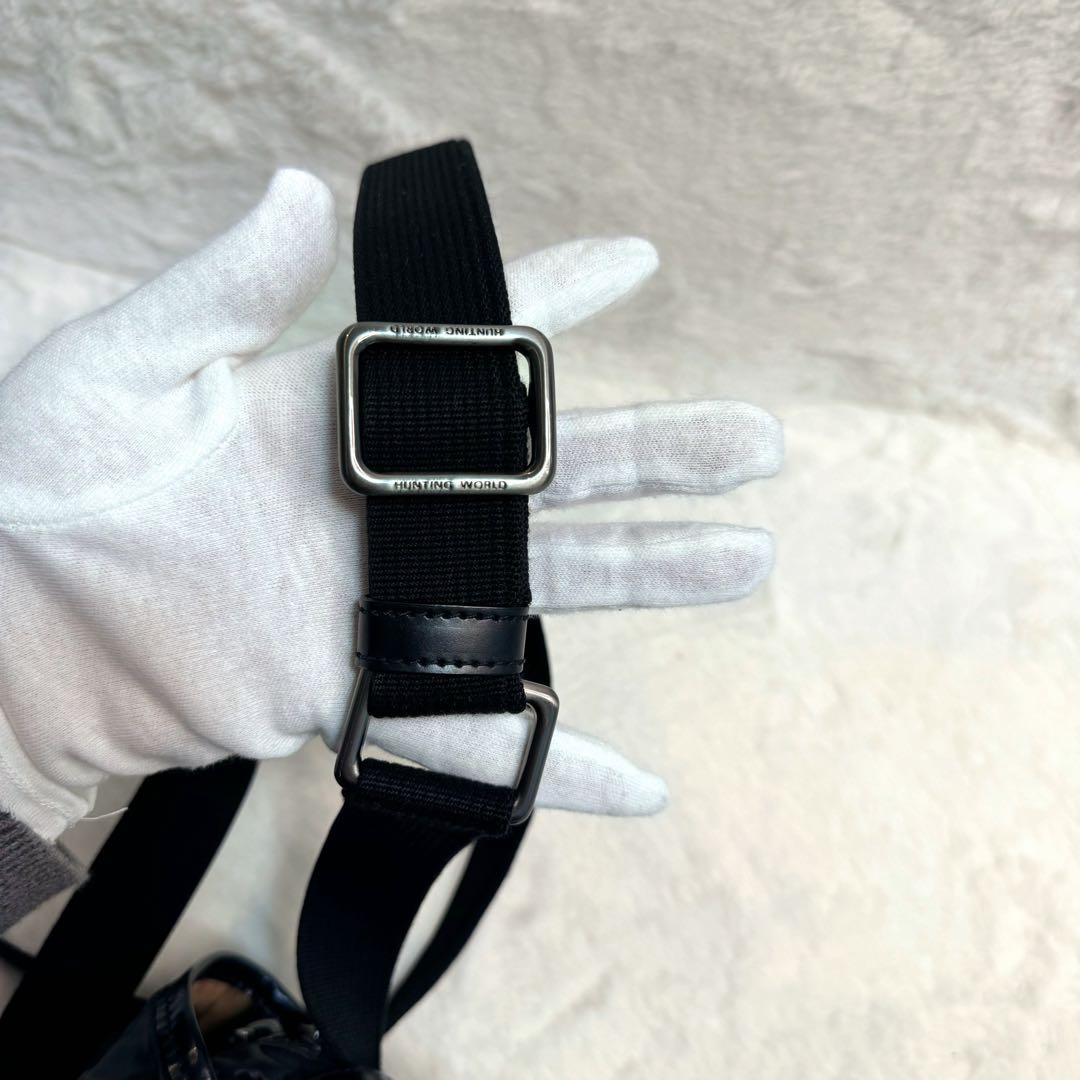 【極美品】ハンティングワールド　ショルダーバッグ　レザー　バチュークロス　黒