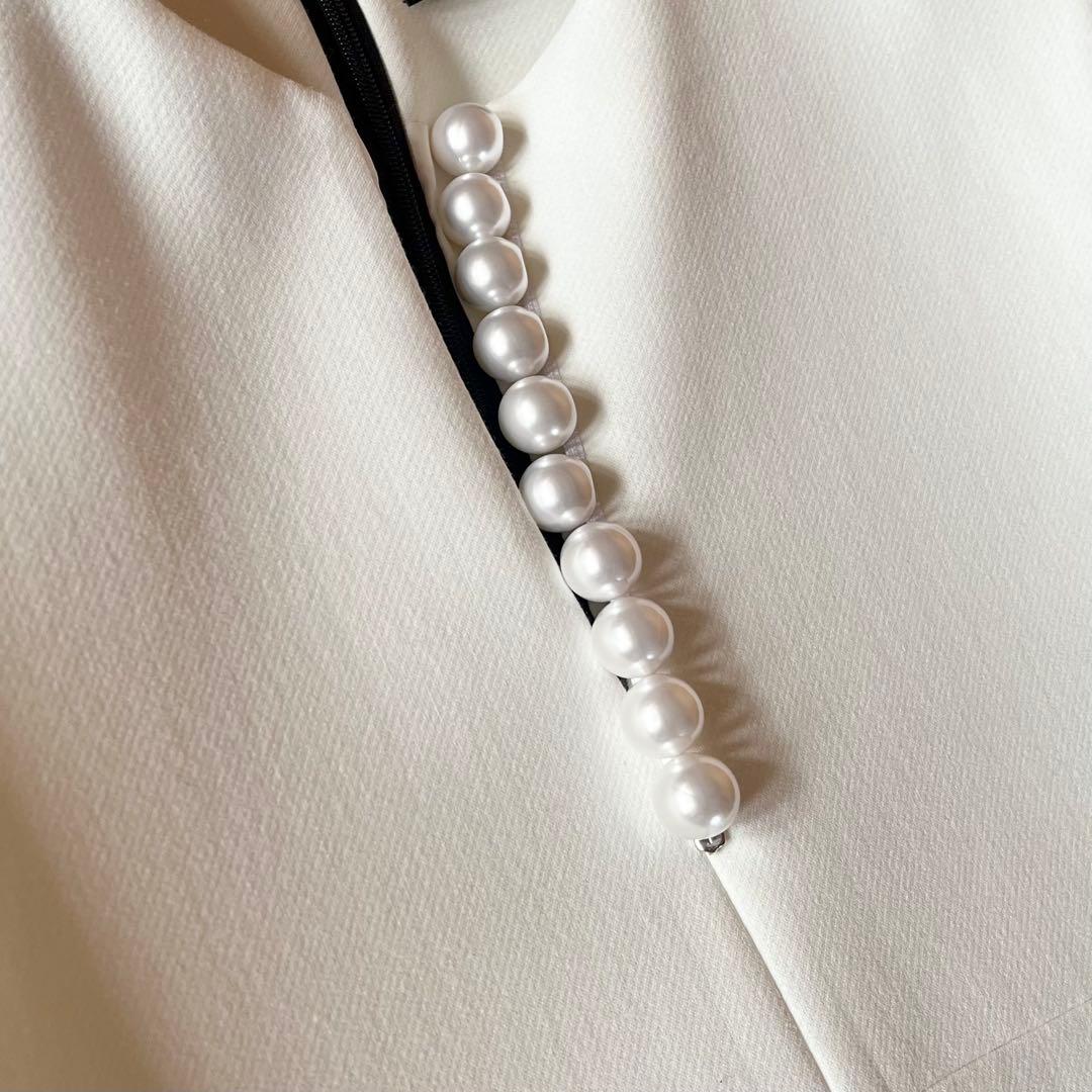 極美品✨ ヨーコチャン パールドレス 膝丈ワンピース フォーマル ホワイト