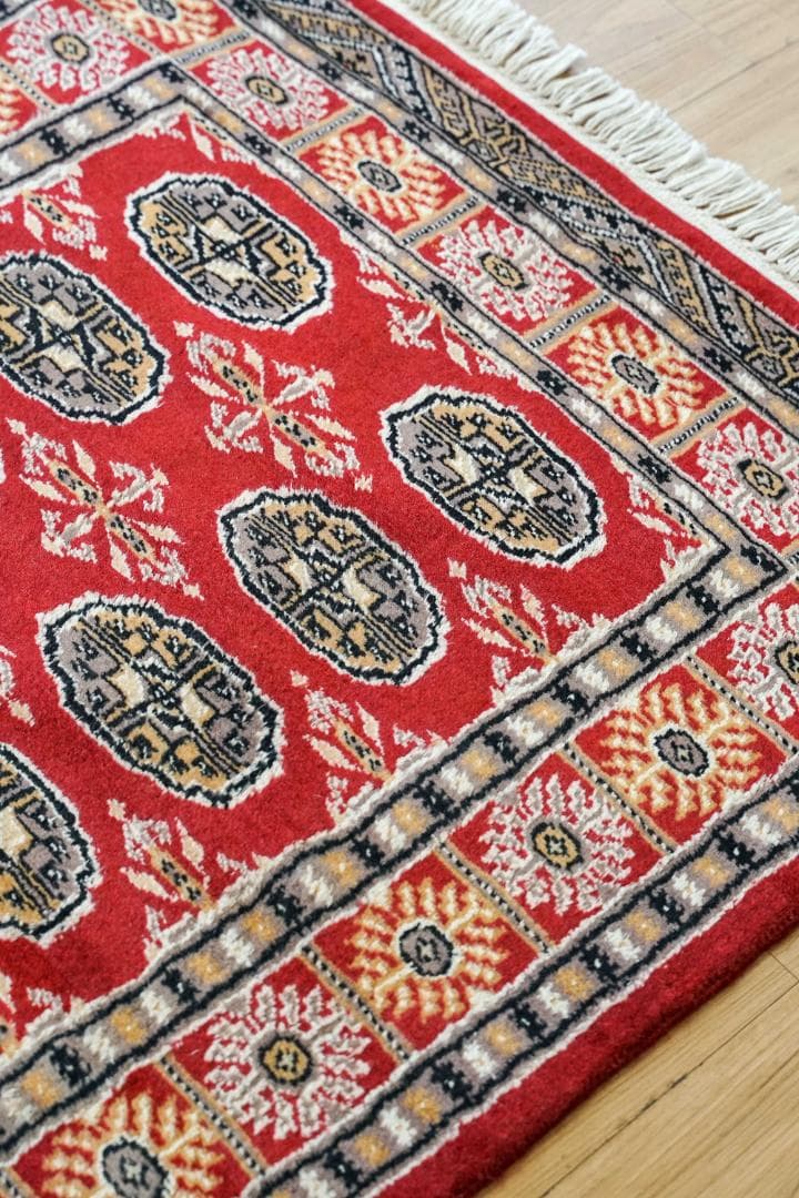 パキスタン手織り絨毯 トルクメンボハラ トライバルラグ 130×80cm