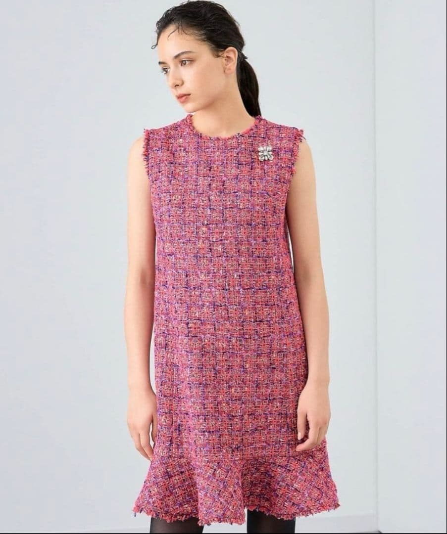 最終価格！美品アナイシャネルツイード　ネオンツイードヘムフリル ワンピース