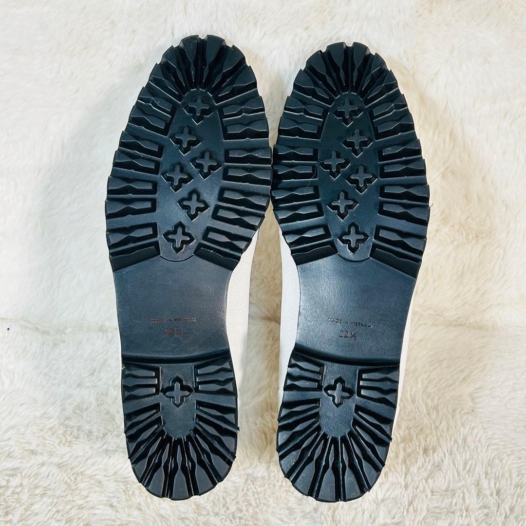 【未使用】銀座かねまつ チェーンローファー ホワイト系 トラックソール 22.5