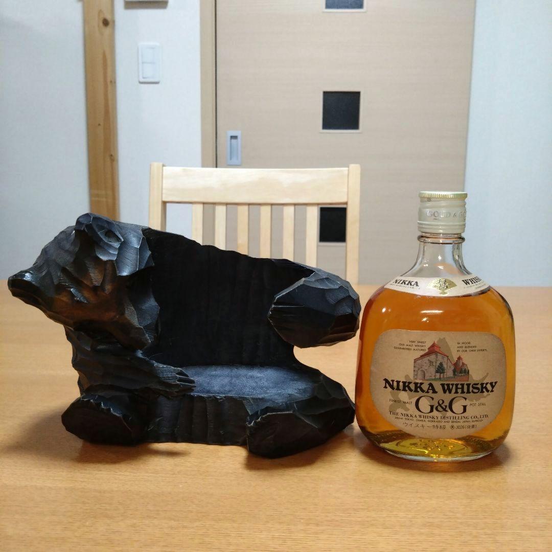 【昭和レトロ】◆ニッカウヰスキー◆G＆G 北海道限定ボトル◆木彫り熊◆380ml