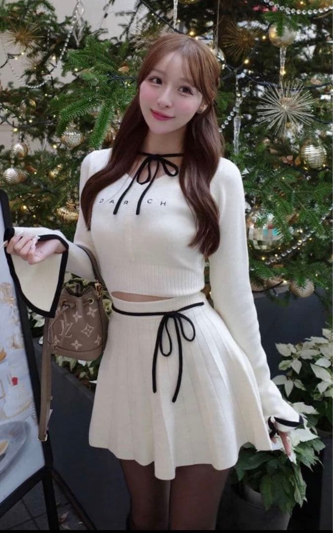 Darich ダーリッチ ウエストオープンリボンデザインニットミニワンピース