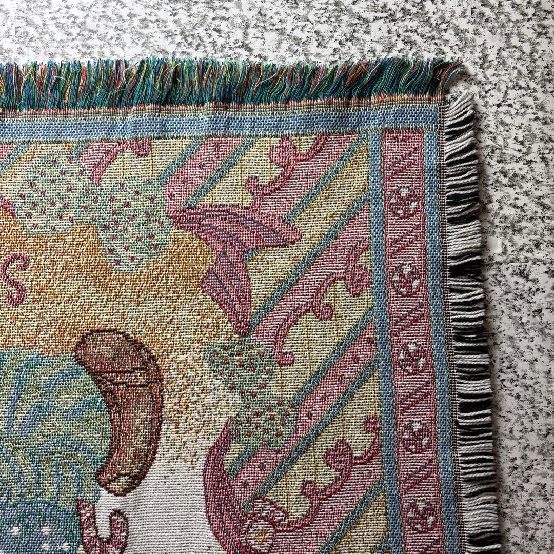 【90s USA製】プレシャスモーメント　ヴィンテージラグ　タペストリー　マット