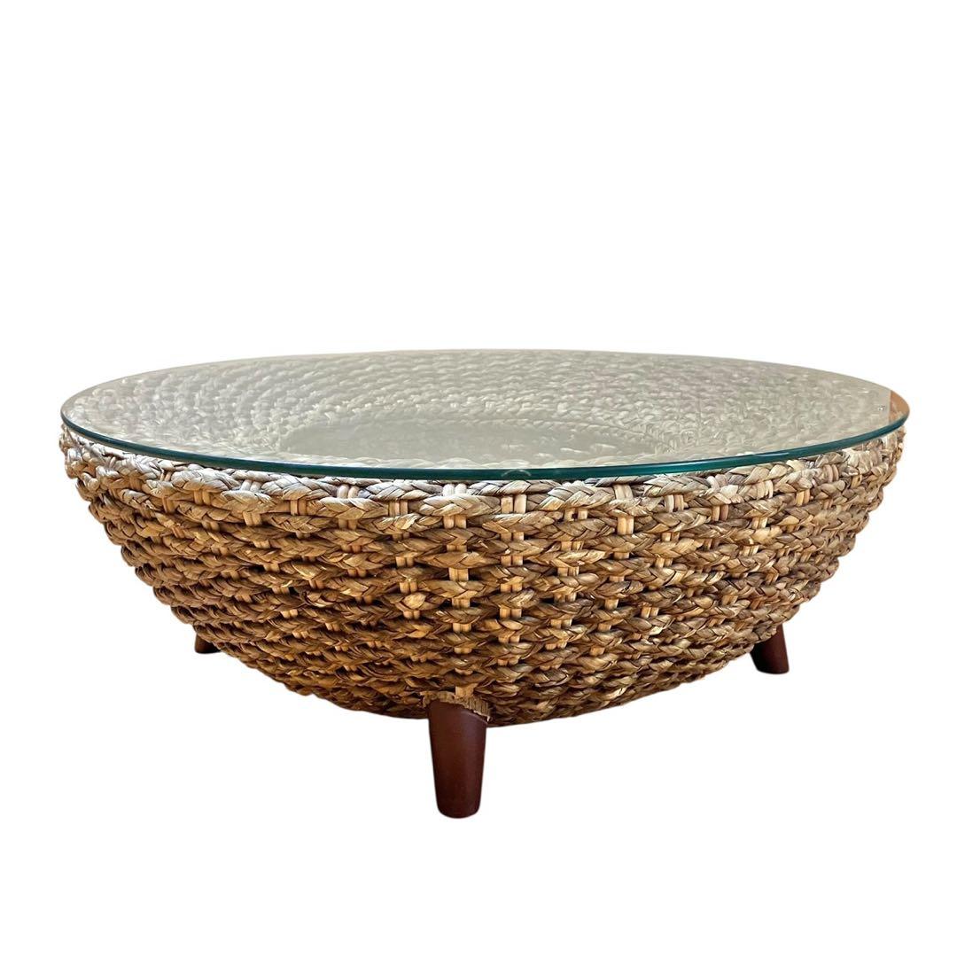 桜屋工業 マルコットテーブル ウォーターヒヤシンス 丸テーブル ガラステーブル