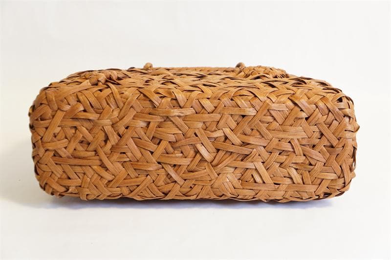 山葡萄 リング取手 籠 バッグ 六角花束嵌入 乱れ編み かごバッグ