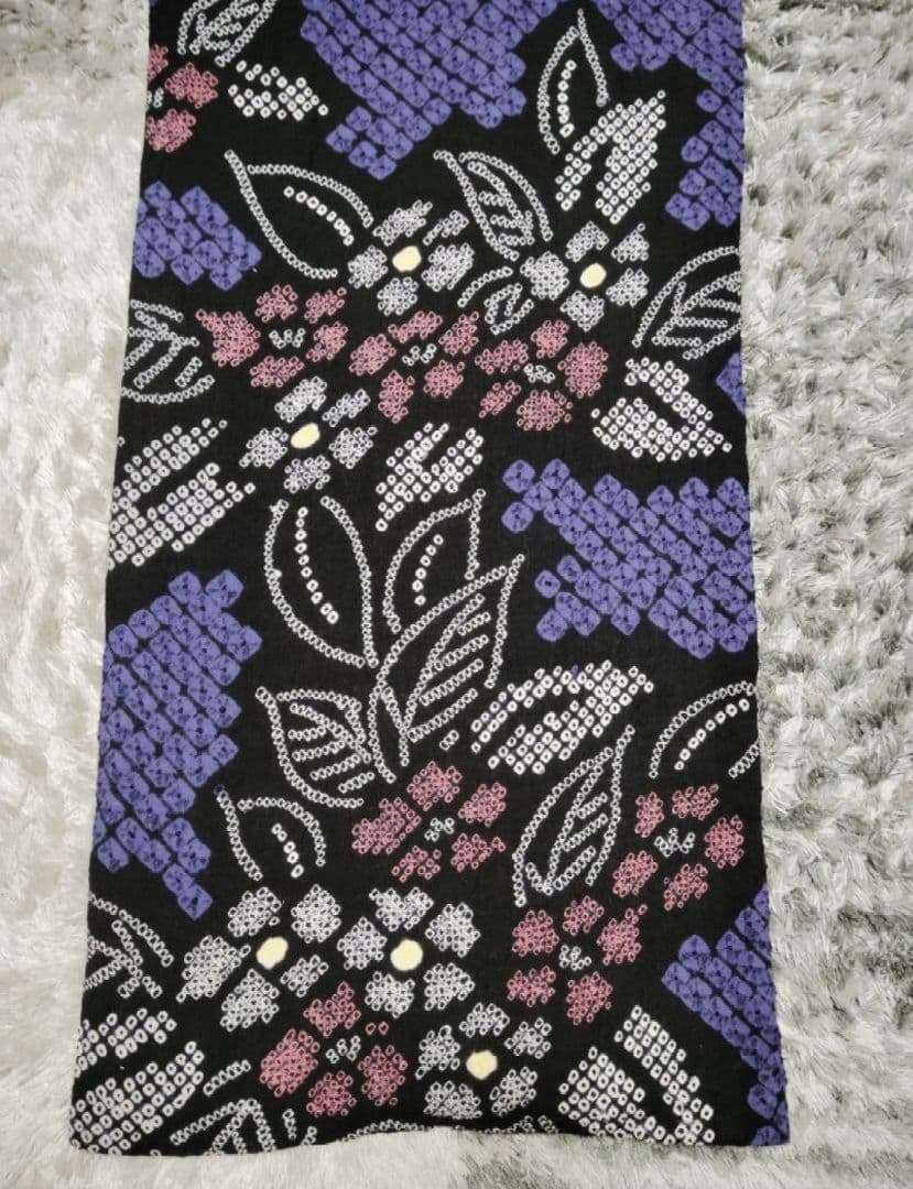 有松絞り浴衣　パープルブルー付け下げ柄