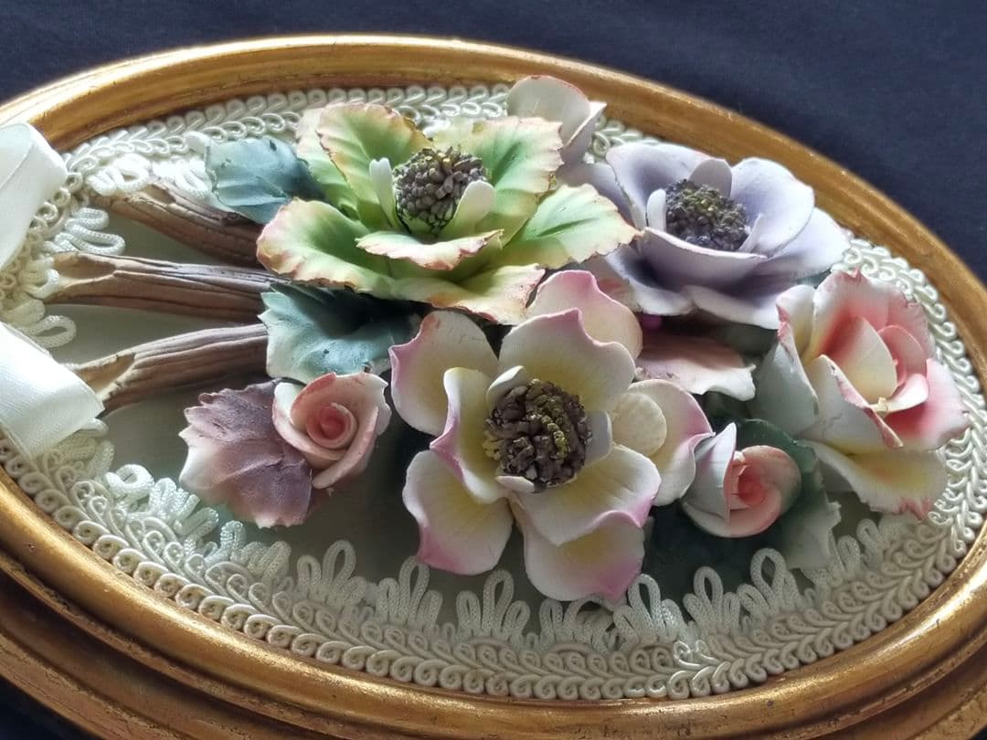 アンティーク フラワーオーバルフレーム ゴールド