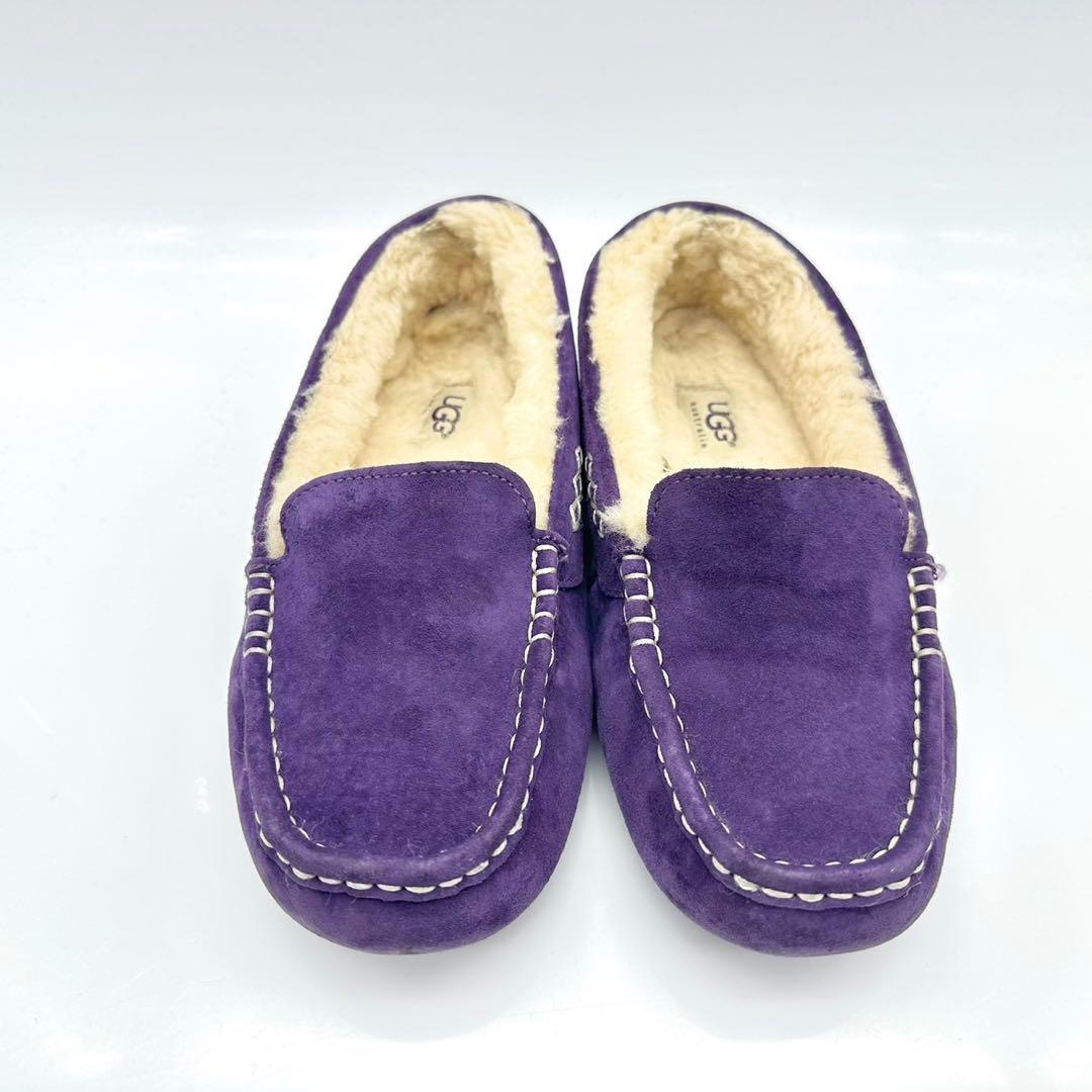 【美品】アグ アンスレー モカシン パープル スエード ムートン ローファー