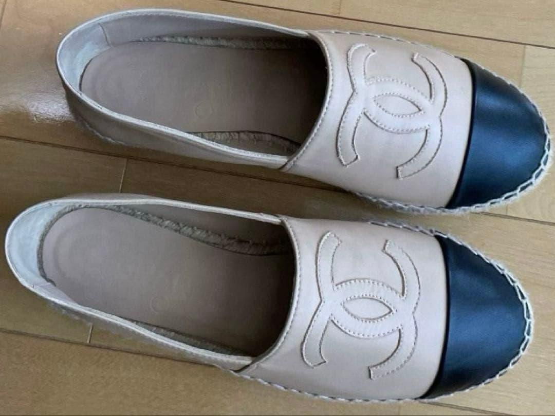 美品 シャネル エスパドリーユ ラムスキン 38