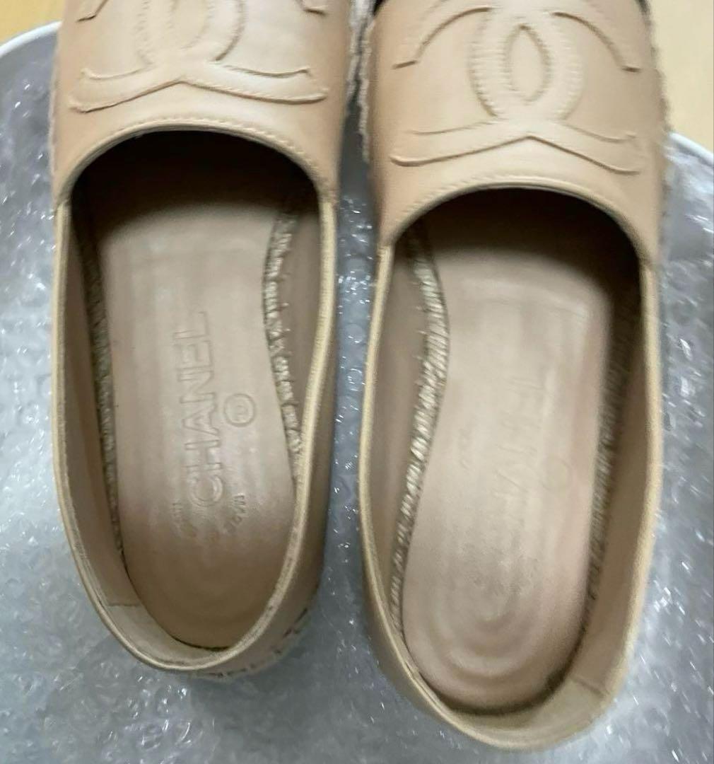 美品 シャネル エスパドリーユ ラムスキン 38