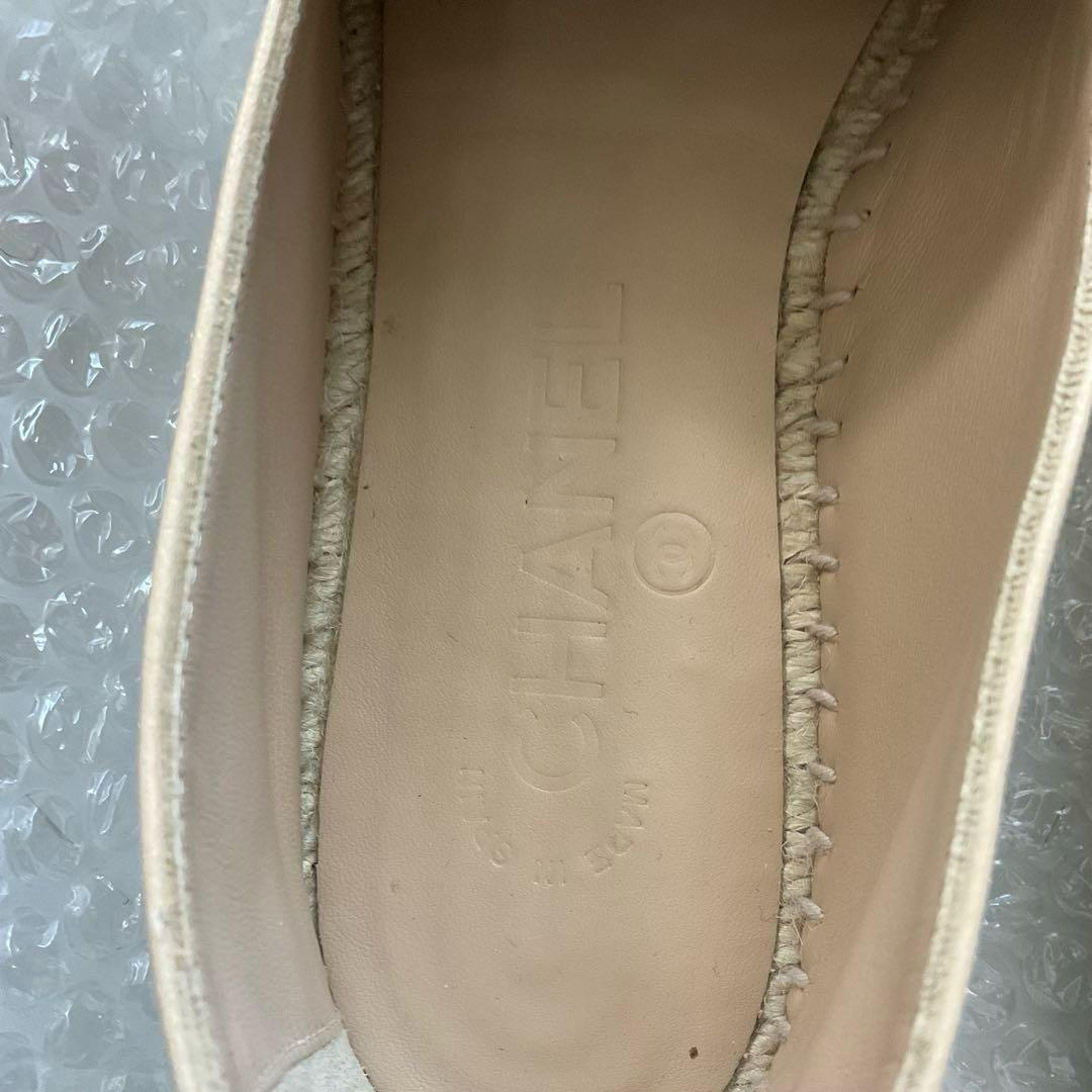 美品 シャネル エスパドリーユ ラムスキン 38