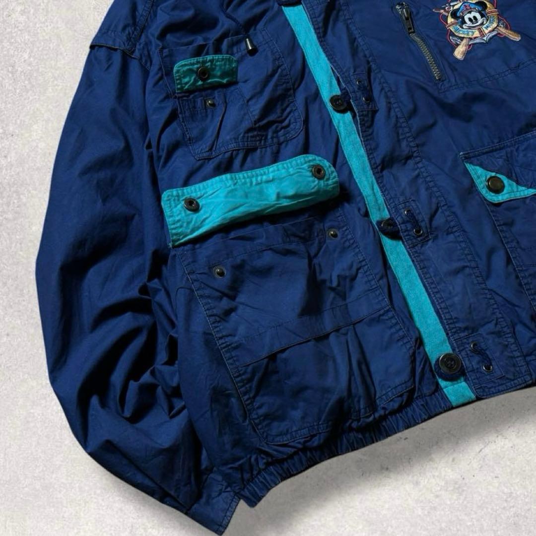 90s Disneyナイロンジャケット紺ネイビーミッキーマウス刺繍パッカブル古着