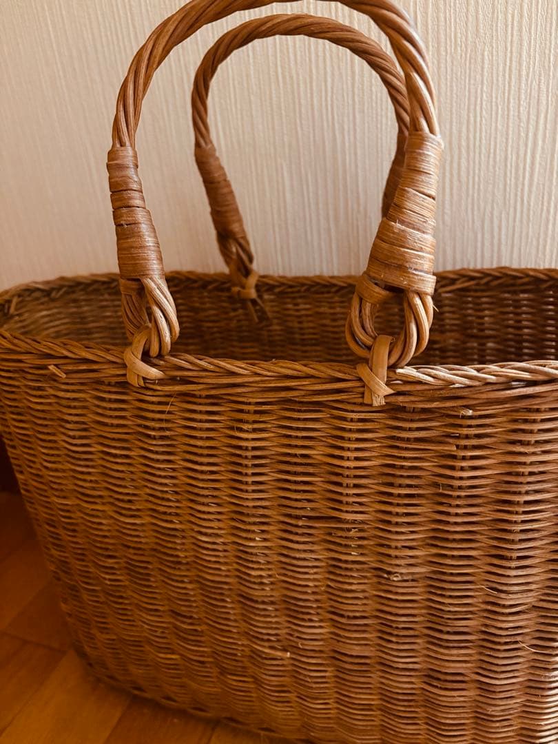 ブラウンあけび籠バッグ 民芸品 工芸品 美品