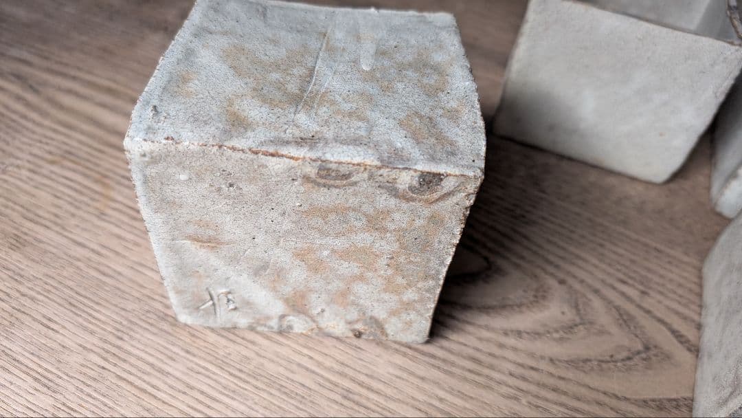 信楽焼 水垣力作 粉引 立方鉢 5個組