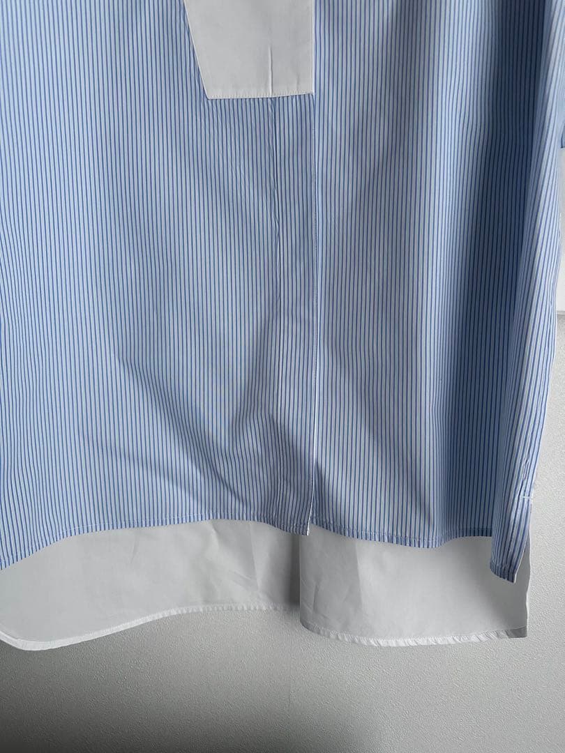 ロエベ　ロングシャツ　ストライプ切替 長袖シャツ アシンメトリー　サイズ32