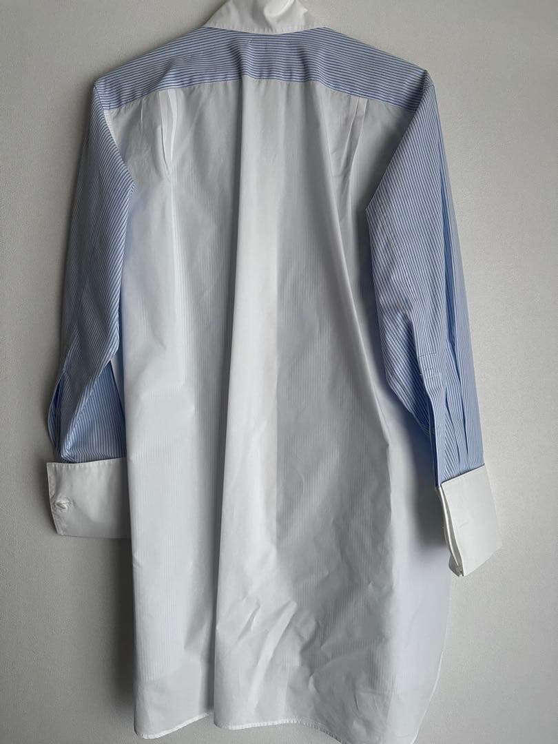 ロエベ　ロングシャツ　ストライプ切替 長袖シャツ アシンメトリー　サイズ32